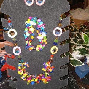 4 Piece Multicolor Necklace, earring and Bracelet set